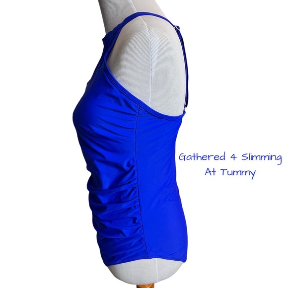 2/$30 Swimsuit High Neck Slimming Full Coverage Lined Colorful Sheer Sexy New LG - Picture 5 of 17